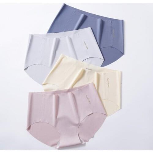 Seamless Panties Underwear Female Invisible Comfort Intimate Fashion Ladies Ice Silk Mid-Rise Briefs Women Sexy Lingerie