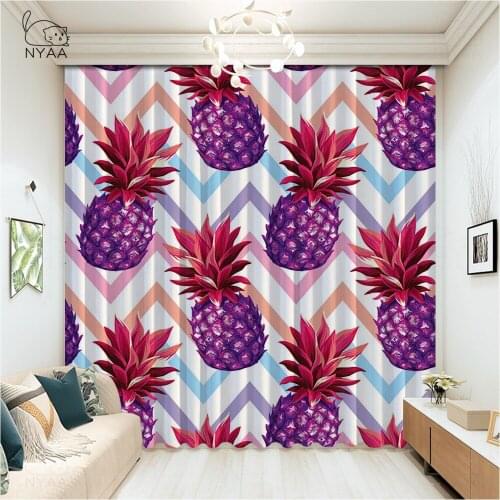 Cute Pineapple Curtain Living Room Drape Curtains For Room Hall Home Decoration Curtains In The Kitchen Short Micro Shading