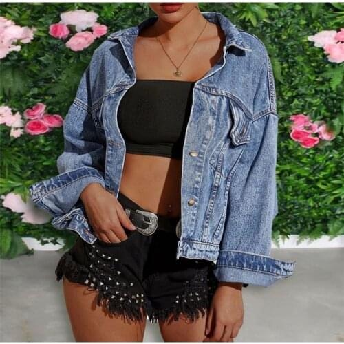 Spring Embroidery Pockets Women Denim Coat Button Design Turn-Down Collar Ladies Jeans Jackets Autumn Casual Coats Female