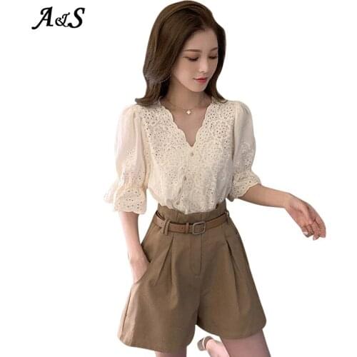 Anbenser Women Korean Style Fashion Plus Size Two Pieces Set Fresh Striped Off-shoulder Loose Blosue Top Elastic Waist Suits