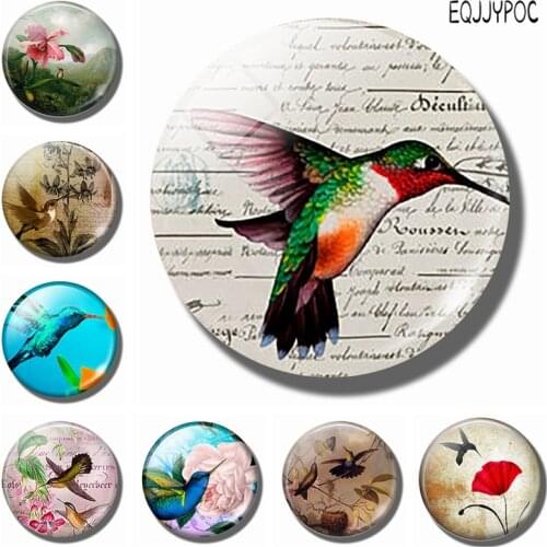 1pc Lovely Humming Bird 30 MM Fridge Magnet Lucky Bird Glass Cabochon Magnetic Refrigerator Stickers Note Holder Home Decoration