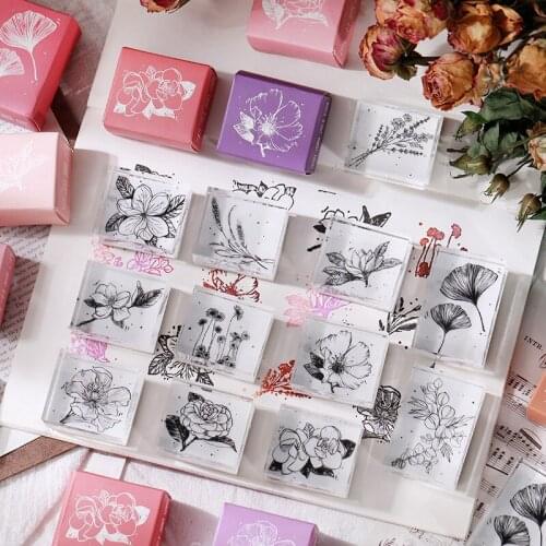 1 Piece Cute Transparent Plants Flower Acrylic Rubber Stamps for Decoration Scrapbooking Diary Painting DIY Journal Tool