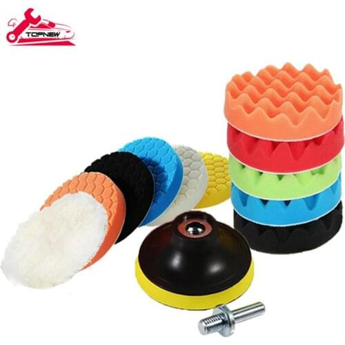 13 Pcs 3" Sponge Polishing Pad Set for Car Polisher Waxing Foam Buffing Kit Auto Waxing Sanding With M14 Drill Adapter