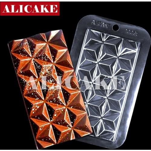 2-10 Pcs Chocolate Mold For Diamond Chocolates Bar Mold Candy Bonbon Plastic PET Cake Fondant Confectionery Baking Pastry Tools