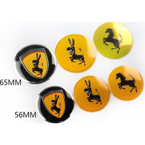 4pcs 56mm 65mm Donkey Wheel Hub Center Cover Sticker Aluminum Alloy Sticker Badge Stickers Accessories for Mustang