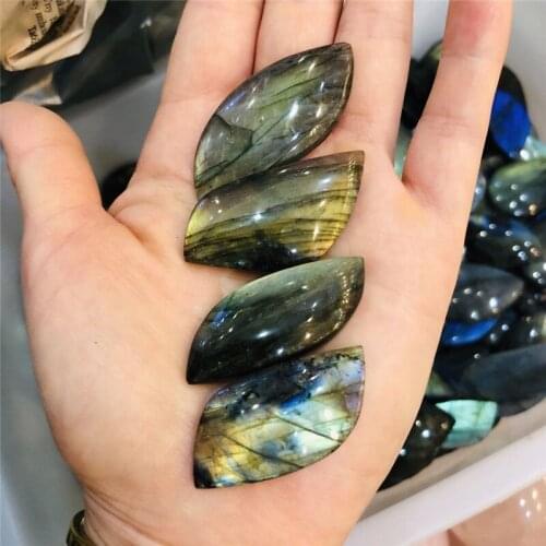 4pcs Natural crystal labradorite stone pull feldspar reiki healing pull feldspar crystal Christmas decoration gift DIY pendant