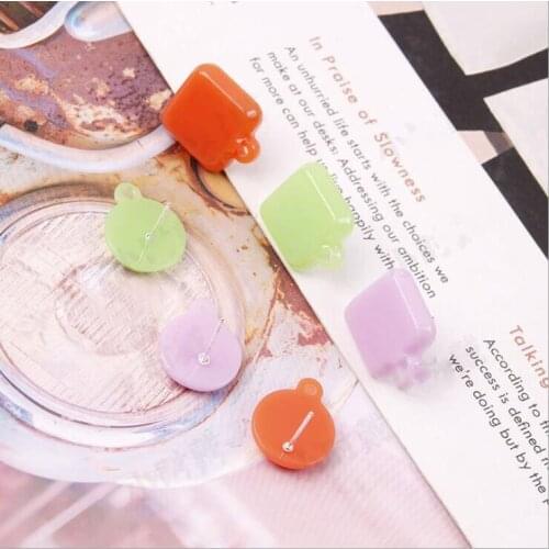 4pcs Sping color Ear Connector Earring Pendant Round Charms Earring Base Pendant DIY Womens Jewelry