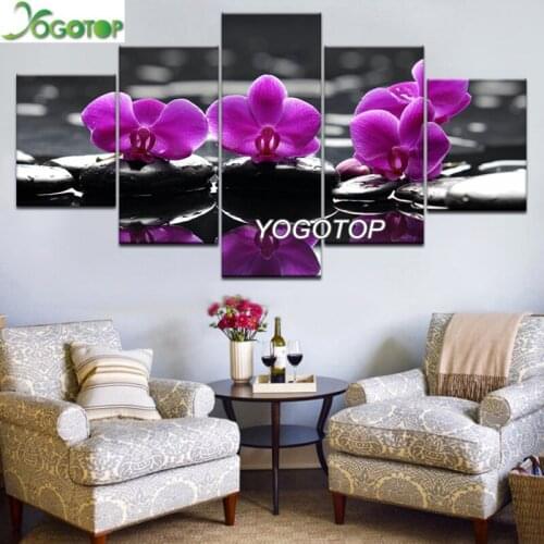 Stone Orchid Flowers diy Diamond Painting puzzle 5D Full Drill Mosaic Diamant Embroidery Home Decor 5 Pieces YY1195