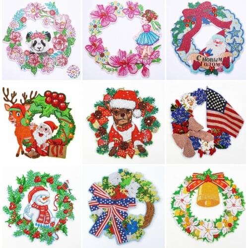 Huacan Special Shaped Diamond Embroidery Christmas Wreath 5D DIY Diamond Painting Snowman Home Decor