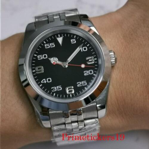 40mm Red Second Hand Automatic Men Watch Sapphire Glass MIYOTA 8215 Movement Screw Down Crown Jubilee Strap