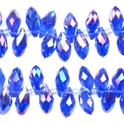 Middle Blue Faceted Waterdrop Glass Beads Austrian Crystals Teardrop Loose Beads For Jewelry Making DIY Bracelet