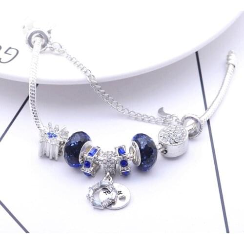 February 14 new romantic love blue starry sky Pan family style bracelet DIY creative bright firework beaded jewelry