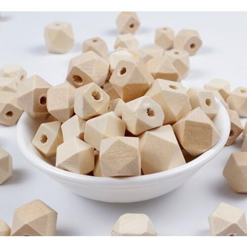 10/12/14/15/16/18/20/25/30mm Natural Faceted Wooden Beads Unfinished Geometric Spacer Loose Beads for Jewelry Making Accessories