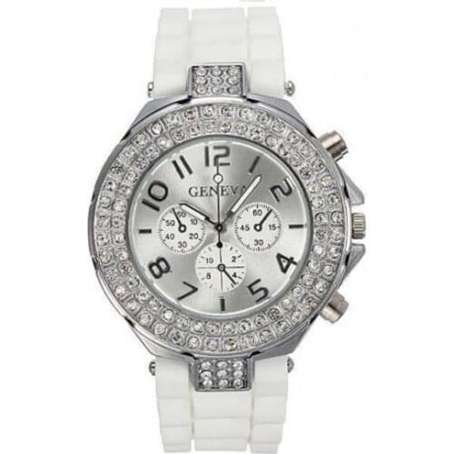 TOP Silicone Double Crystal Geneva Wristwatch Women Silicon Jelly Rubber Ladies Black triple dial Student Fashion