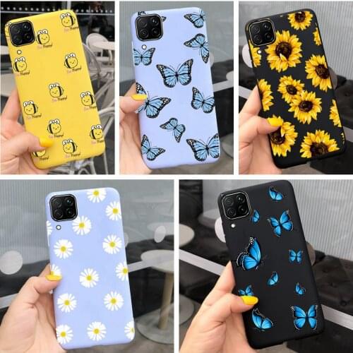 Daisy Flower Butterfly Phone Case For Huawei P 40 lite Case Silicone TPU Back Cover for Huawei P40 Lite E p40lite L21A P40 Lite