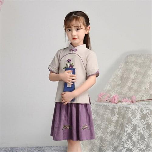 Chinese style childrens clothing small fresh class service 2020 new childrens Tang suit girls Hanfu embroidery national style