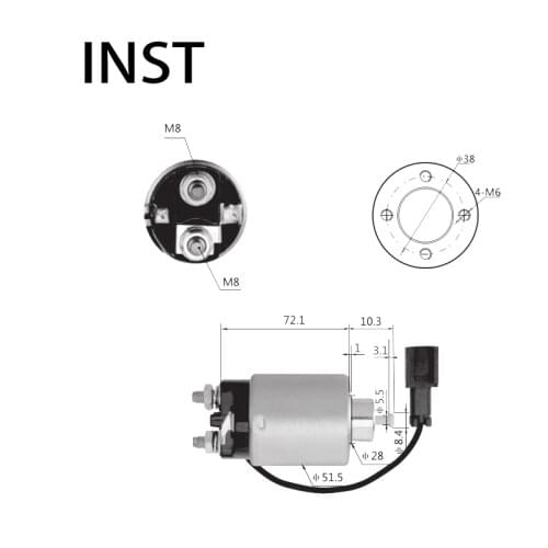 ELECTROMAGNETIC SWTICH SOLENOID FOR 12V 1.2KW 23343-84A17 4792 M371X76875 M375X00271 M385X00271 233431CA0A 233431CA0B