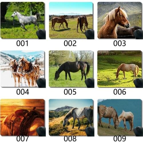 Gaming Mouse Pad Custom,Farm animals sunlight clouds horse With Stitched Border