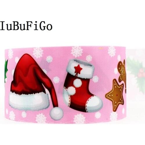IuBuFiGo 10 yard 3" Merry Christmas Printed Grosgrain ribbon Decorations gift ribbon bows dlework DIY headband tape 2011