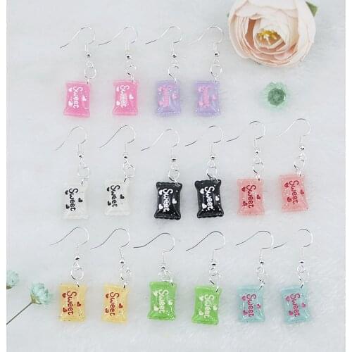 Cute Candy Resin Flatback Drop Earrings For Women Girls Elegant Adorable Funny fashion Sweet jewelry Earrings