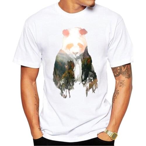 TEEHUB Hot Sales Fashion Creative Panda Men T-Shirt Panda Forest Printed Hipster t shirts Short Sleeve Tee Casual Tshirts