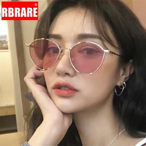 RBRARE Fashion New 2021 Round Alloy Ocean Lens Sunglasses Women Vintage Metal Luxury Cateye Glasses Retro Lunette Soleil Femme