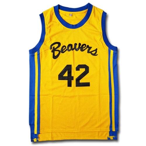 Mens Teen Wolf #42 Howard Moive Beacon Beavers Basketball Jersey Yellow American Film cheap Top quality