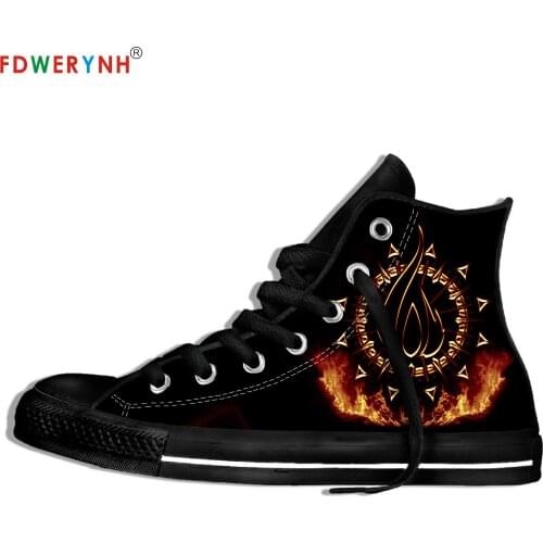 Mens Casual Shoes Black In Flames Band Most Influential Metal Bands Of All Time Fashion Cool Street Breathable Canvas Shoes