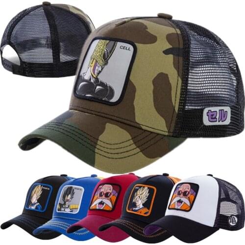 New Anime Trucker Hats For Men Dragon Ball Brand Baseball Cap For Women Curved Brim Snapback Cap Gorras Casquette 62 Models Hat