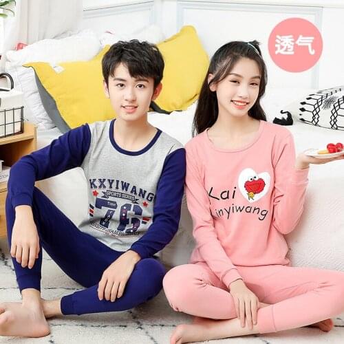 Boys Girls Sleepwear Autumn Cotton Pajamas Sets Children Homewear for Boy Pyjamas Kids Nightwear 8-18Y Teenage Pijamas Clothes