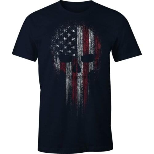 Military Skull Flag Patriotic Mens T Shirt