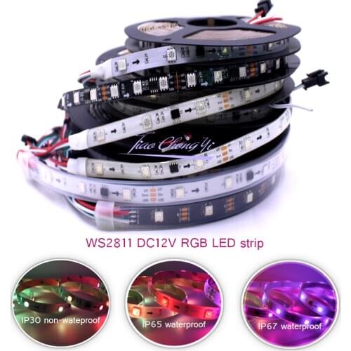 DC12V WS2811 5050 RGB Addressable Led Pixel Strip Light Full Colors Led Strip Ribbon Flexible Digital Led Tape 1 Ic Control 3