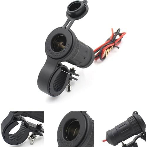 12V 24V Waterproof Motorcycle Cigarette Lighter Power Port Plug Outlet Socket Universal for 22-30mm Diameter Handlebar