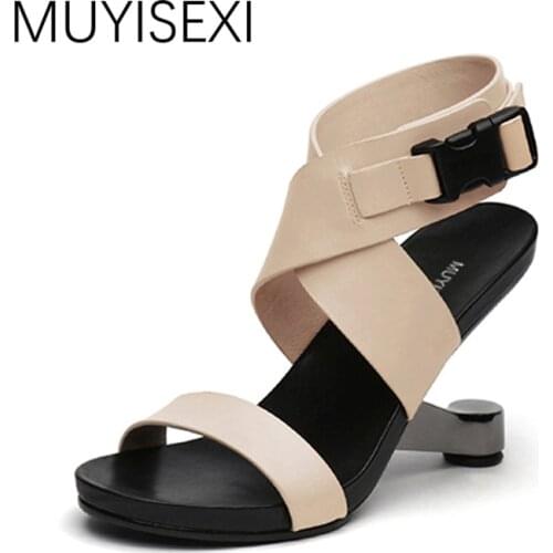 Gladiator Sandals Women Footwear Metal Strange Heel Sexy Shoes Woman High Heels Women Sandals HL54 MUYISEXI