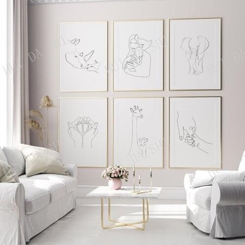 Nursery Print Set Of 6, Bundle Print set, Baby Feet Line Art, Printable Art, Gallery Wall Art, Minimal Prints, Safari Nursery