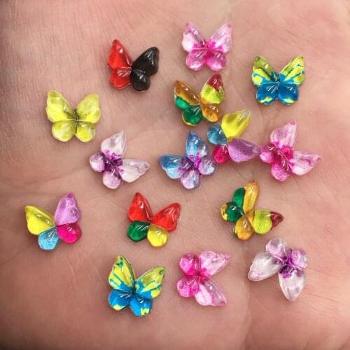 New 80pcs 10mm Mix Resin Colorful Butterfly Flatback Rhinestone Scrapbook Wedding DIY F492