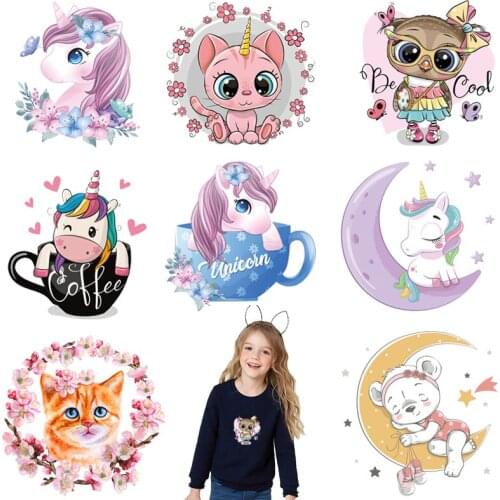 Prajna Cute Owl Patch Iron On Transfers For Clothing Heat Transfer Vinyl DIY Cartoon Animals Stripes Thermal Stickers On Clothes