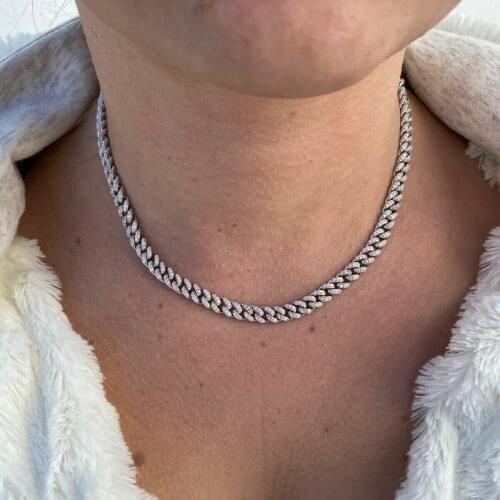 6.5mm width thin cz miami cuban link chain choker necklace micro pave 5A cubic zirconia hiphop iced out cz cuban chokers