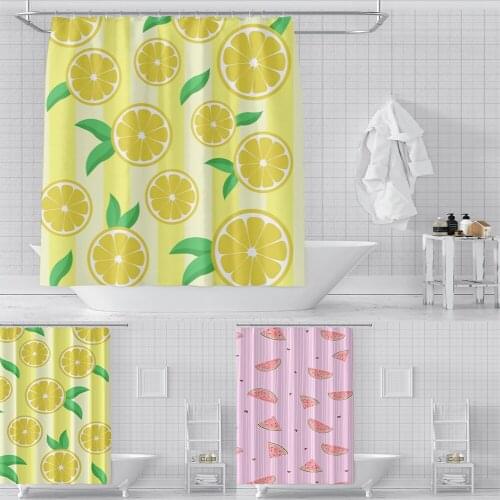 3D Cute Fruit Print Waterproof Thickening Polyester Shower Curtain Bathing For Bathroom Bathtub Large Wide Bathing Home Decor