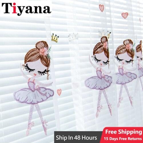 Cartoon Curtain Sweet Princess for Living Room Bedroom Dancing Girl Tulle Sheer Curtain Mesh Fabric Voile Tulle Drape AD759Z