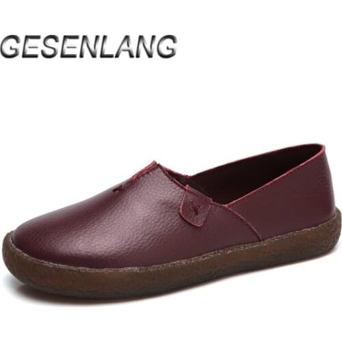 Womens Leather Loafers Walking Shoes Slip On Breathable Soft Female Sneakers Party Ladies Footwear Outdoor Casual Barefoot Shoe