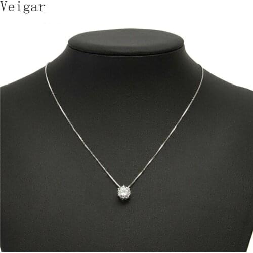Gold/Silver Color Fashion Jewellery AAA Cubic Zircon Necklaces & Pendants for Women Six Claw Maxi Round Chain ras de cou 2018