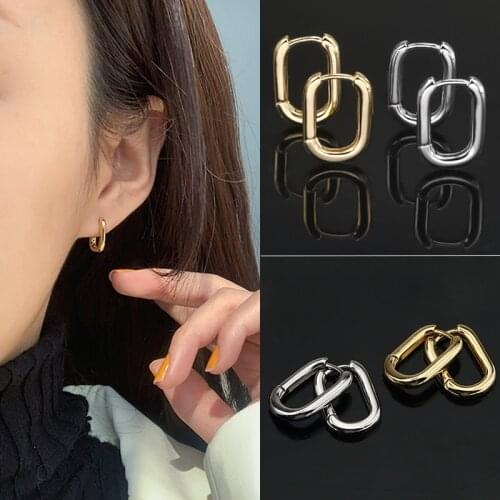 South Koreas new fashion retro geometric oval square circle ladies earrings simple temperament elegant charm jewelry accessorie