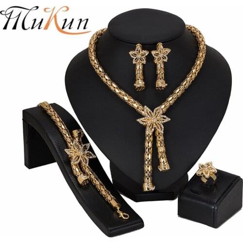MUKUN Exquisite Dubai Gold Colorful Jewelry Set Nigerian Wedding woman accessories jewelry set African Beads costume Jewelry Set