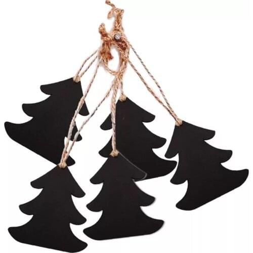 50pcs laser cut wood tree shape bothside blackboard message sign boad christmas tree decoration home decoration