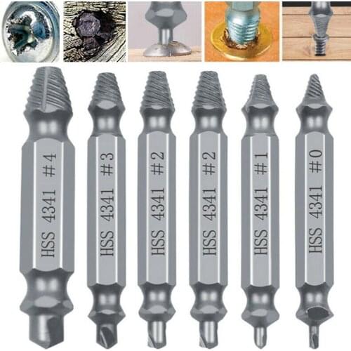 6pcs Damaged Screw Extractor Sets HSS 4341 Material Quickly Pull Out Rusty Broken Screws Remove The Broken Head Screw Drill Tool