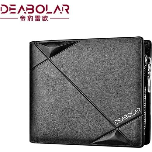 Business Men Wallet Short Slim Male Purses 3 Fold Zipper PU Leather Wallet Credit Card Holder Cartera Hombre Wallet Men Monedero