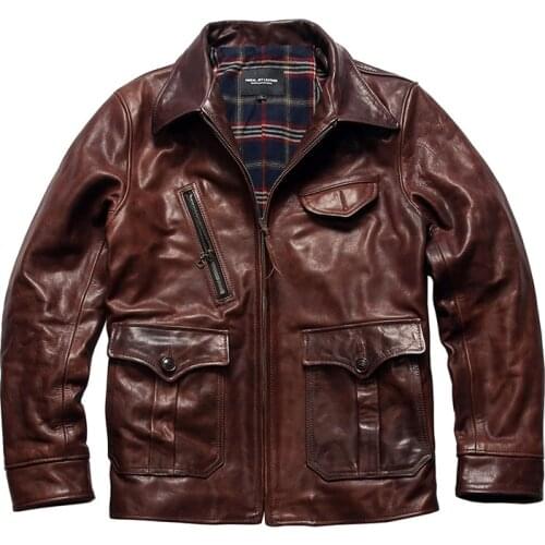 BT Read Description! Asian Size Super Top Quality Genuine Horse Leather Jacket Slim Classic Horsehide Stylish Jacket