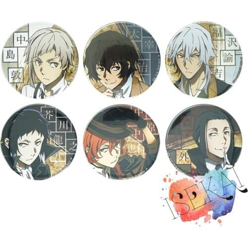 Bungo Stray Dogs Anime Badge Atsushi Nakajima Dazai Osamu Chuuya Yukichi Fukuzawa Ogai Mori Metal Badge Brooch Pins