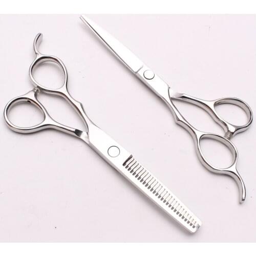 C8000 5.5" 16cm Left-Hand Stainless Customized Logo Shiny Hairdressers Scissors Cutting Scissors Thinning Shears Hair Scissors
